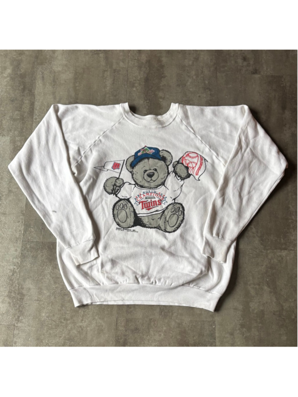 Vintage Minnesota Twins World Series Champion Teddy Bear Sweatshirt Mens XL
